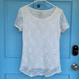 Leo & Nicole White Lace Blouse size S